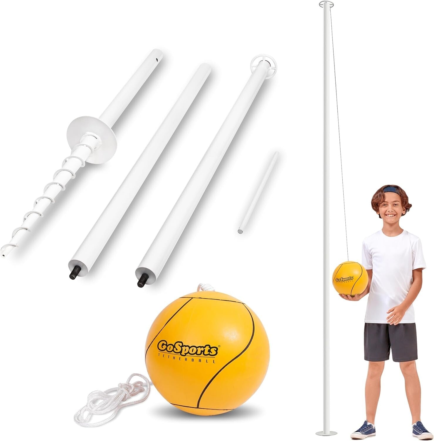 Full-Size Tetherball Game Set with Pole, Rope & Pump for Epic Backyard Fun