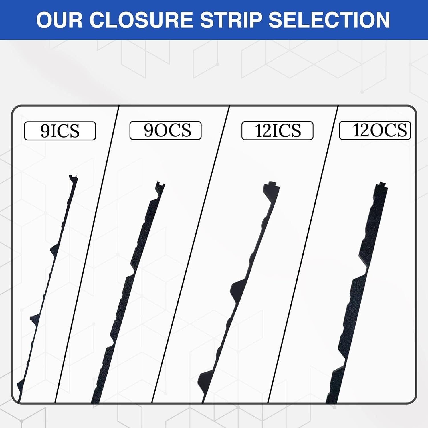 Interlocking 9" Foam Closure Strips for Metal Roofing - 100 Pack, Easy Install
