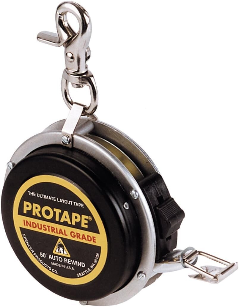 ProTape Auto-Rewind 3/8" x 50' Durable Measuring Tape - Ideal for Precision Work
