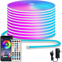 Load image into Gallery viewer, 50ft RGB Waterproof LED Neon Strip Lights with Remote &amp; App Control - 24V