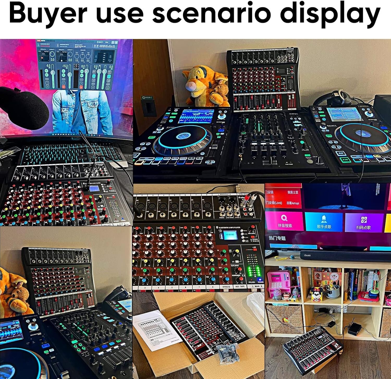 Versatile 12-Channel Bluetooth DJ Mixer with USB & LED Display for Beginners