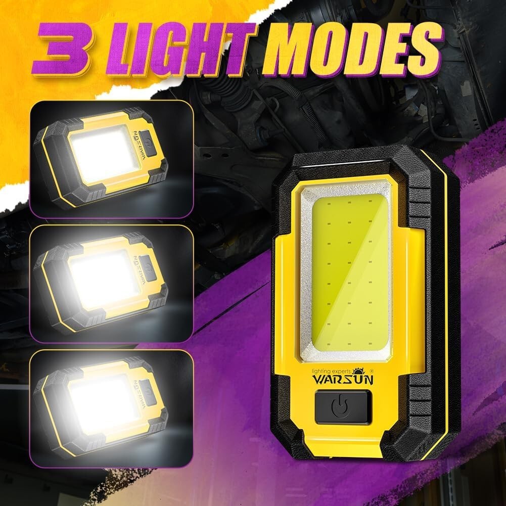 Durable 3-Pack Rechargeable LED Work Lights – Perfect for Cars, Camping & More