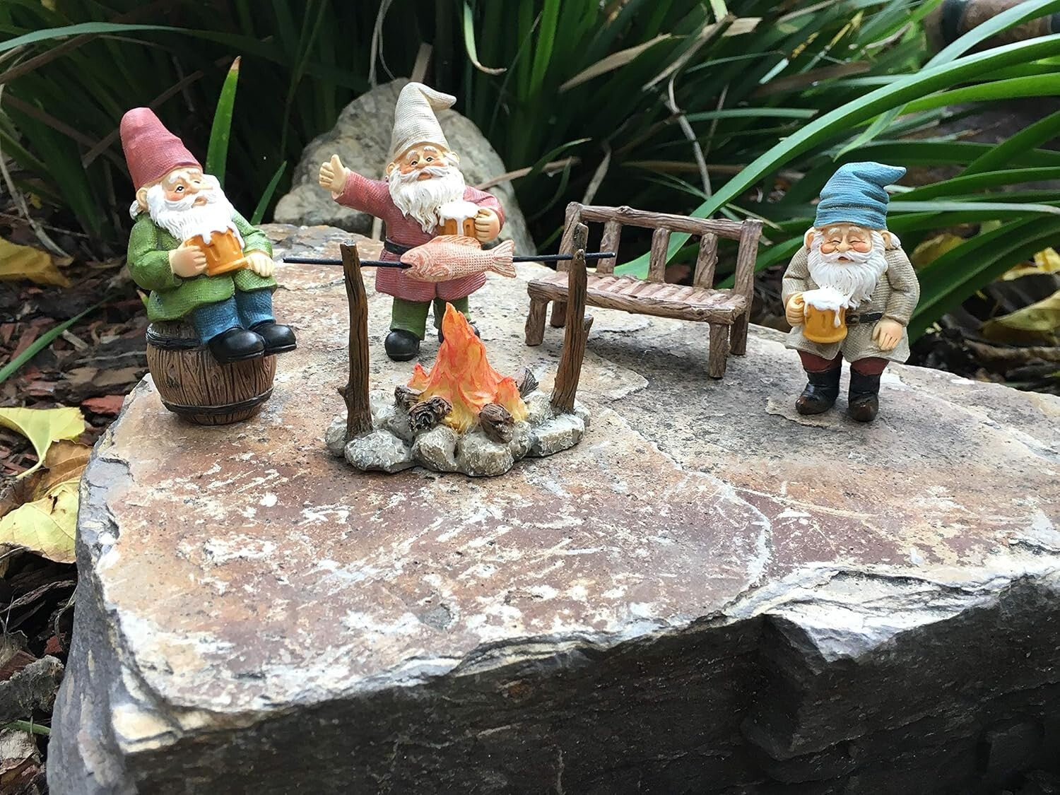 Charming Beer-Loving Gnome Set - Complete 5-Piece Fairy Garden Collection