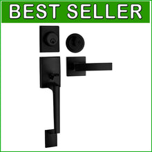 Load image into Gallery viewer, Iron Black Finish Reversible Lever Door Handle &amp; Deadbolt for Modern Entrances