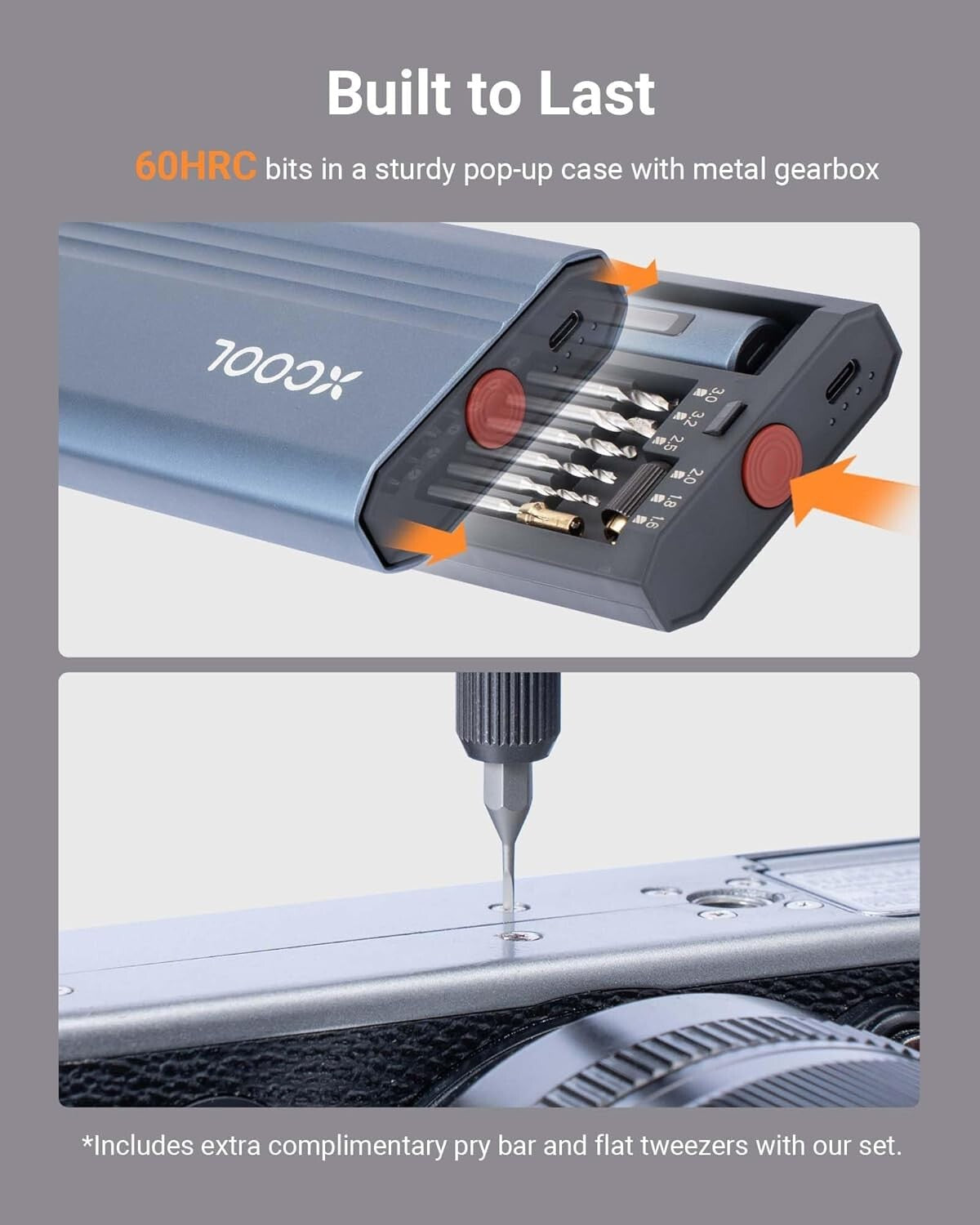 Durable Mini Electric Screwdriver Set - 5 Torque Settings and Pry Bar Included