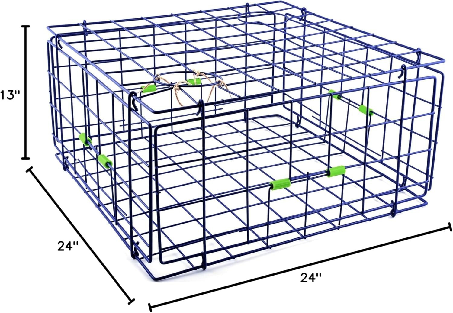 Blue 24-Inch Foldable Crab Trap with Marine-Grade Wire for Fishing Enthusiasts
