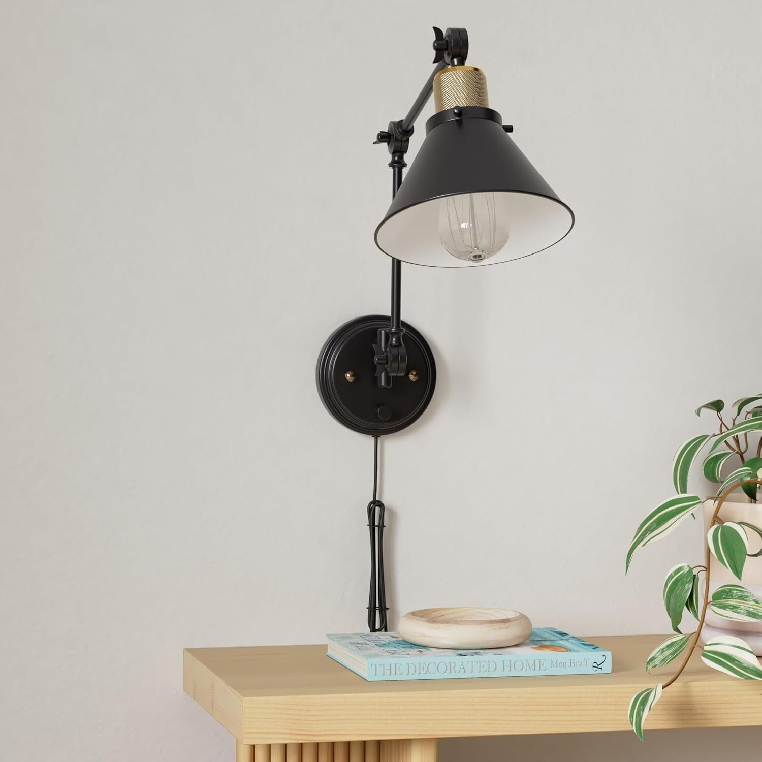 2-Pack Dimmable Wall Sconces with Adjustable Color & Remote - Black Metal Finish