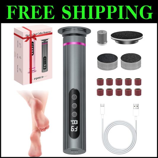 Luxurious 2-in-1 Electric Foot File with Replaceable Sandpaper - Durable Design
