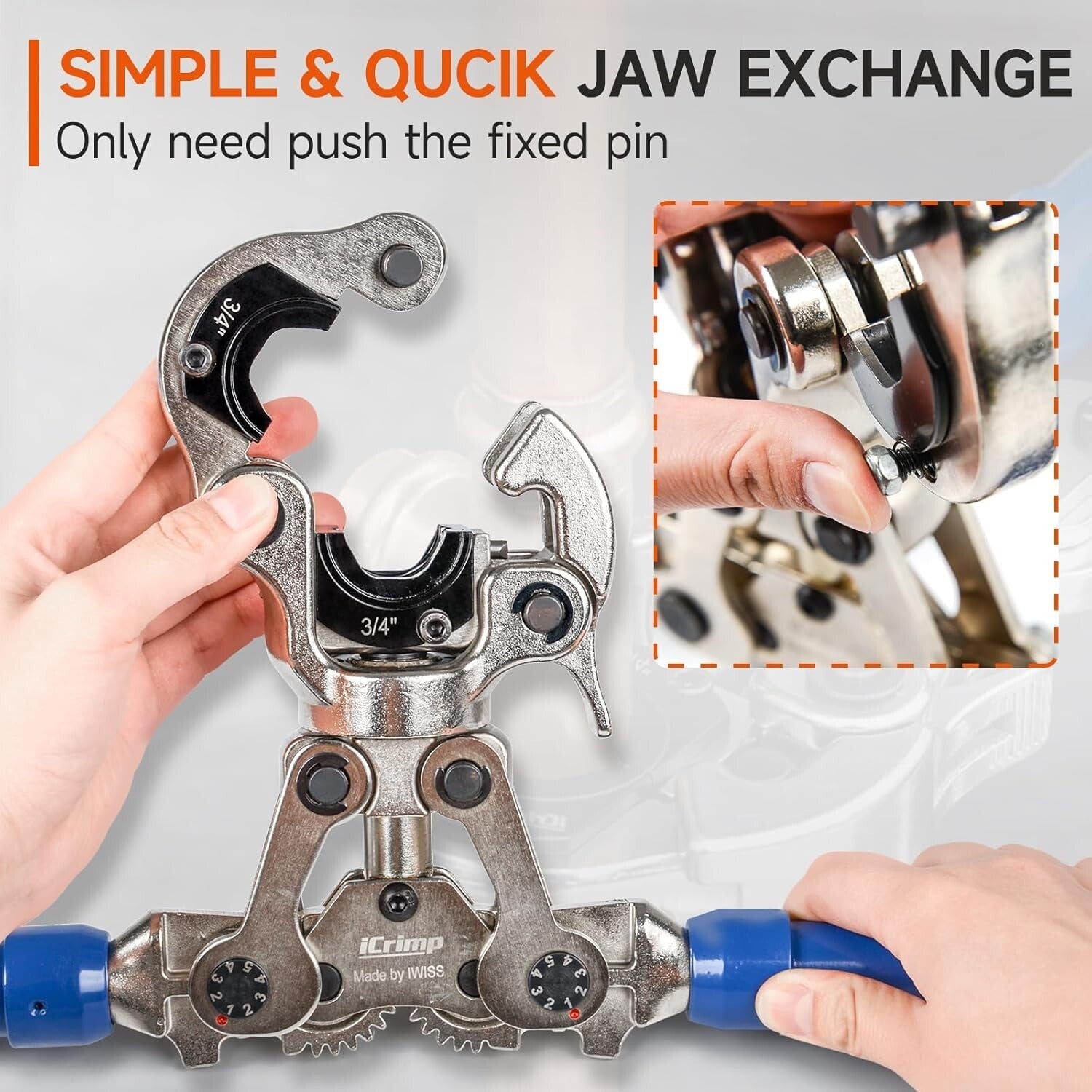 Premium Copper Crimping Tool with 1/2, 3/4, & 1-Inch Jaws for Quick Connections