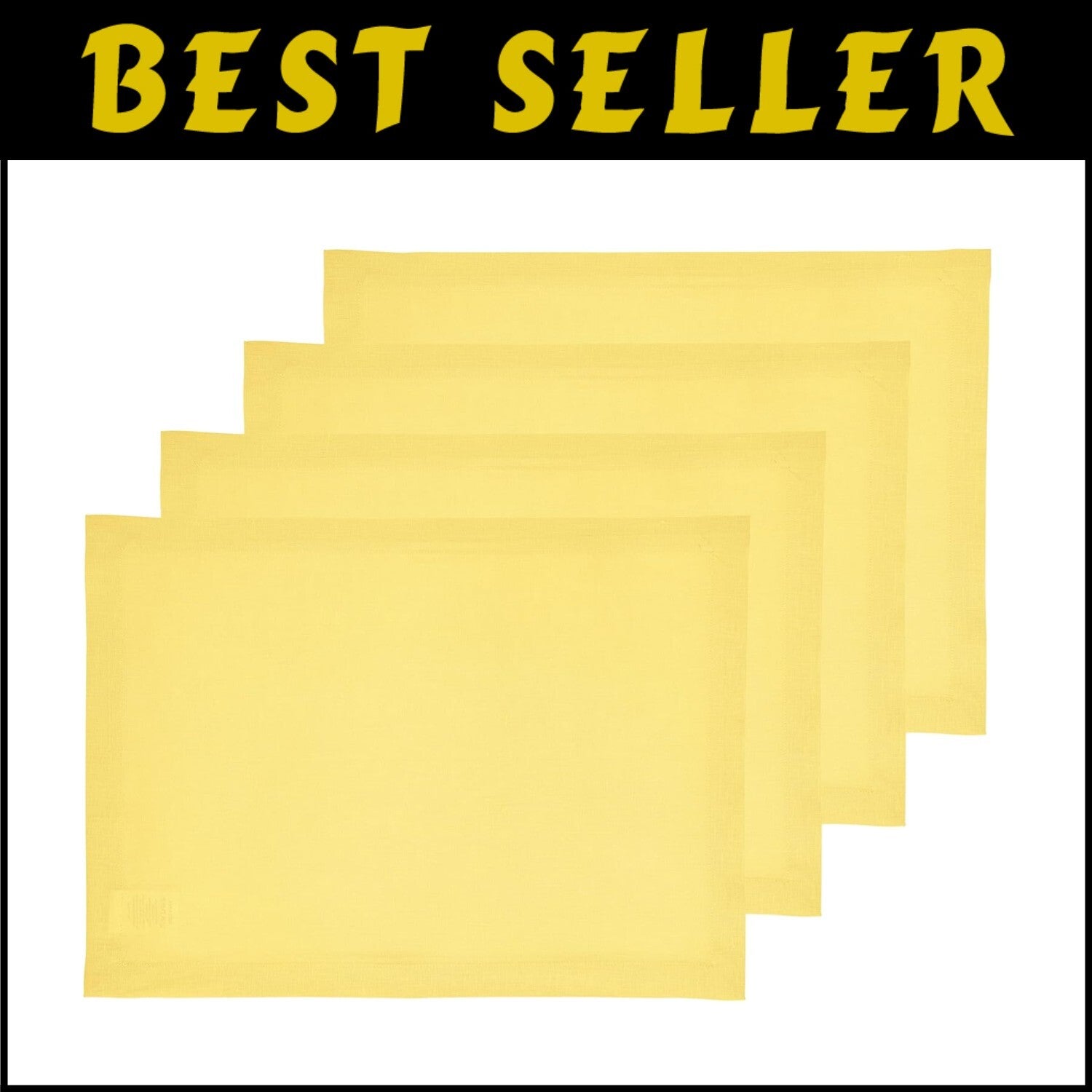 Cheerful Linen Placemats 14x19" in Sunshine Yellow - Machine Washable Set of 4