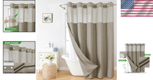 Load image into Gallery viewer, No Hooks Linen Shower Curtain with Snap-in Liner for Effortless Shower Styling