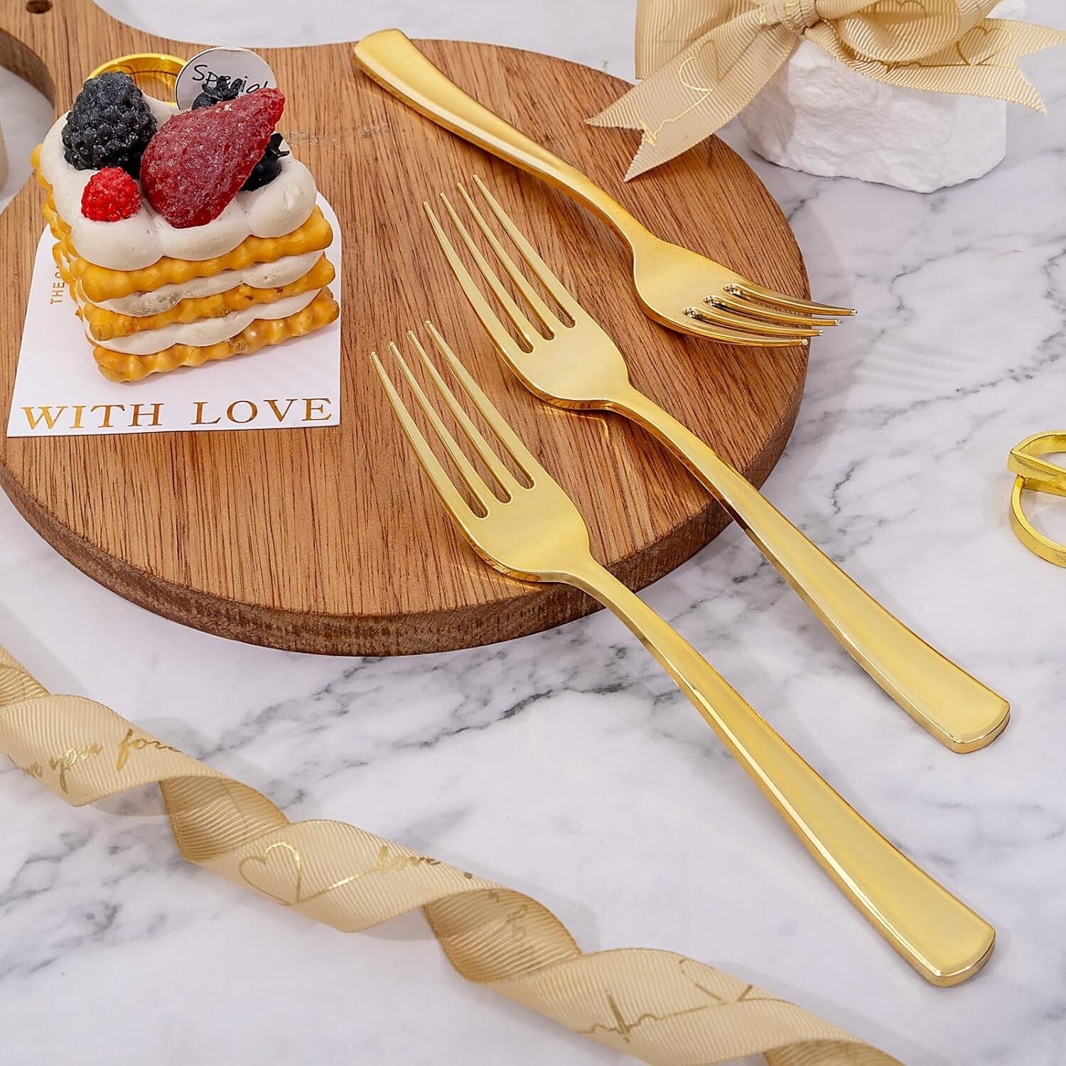 Bulk Gold Plastic Forks - 600 Heavy Duty Forks for Stylish Events & Gatherings