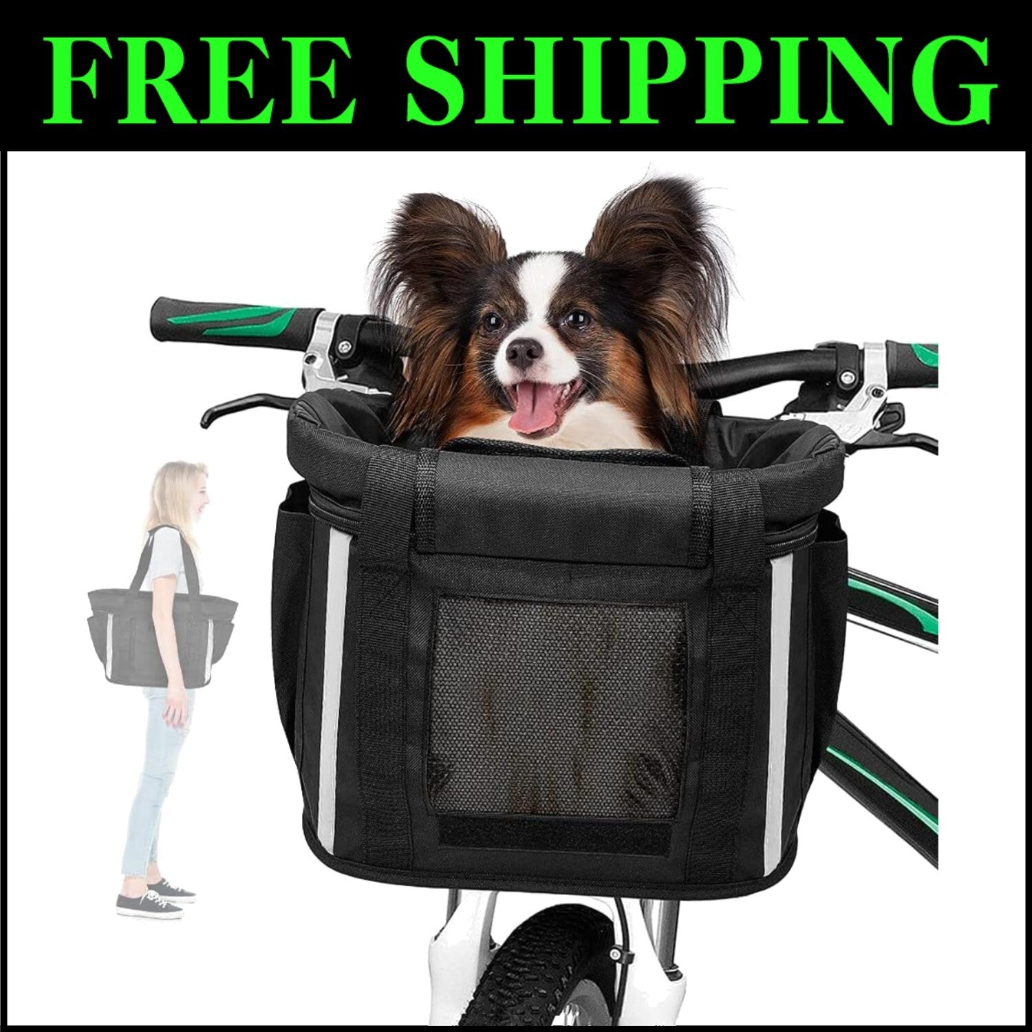 Deluxe Foldable Pet Bike Basket - Quick-Release Carrier for Small Cats & Dogs