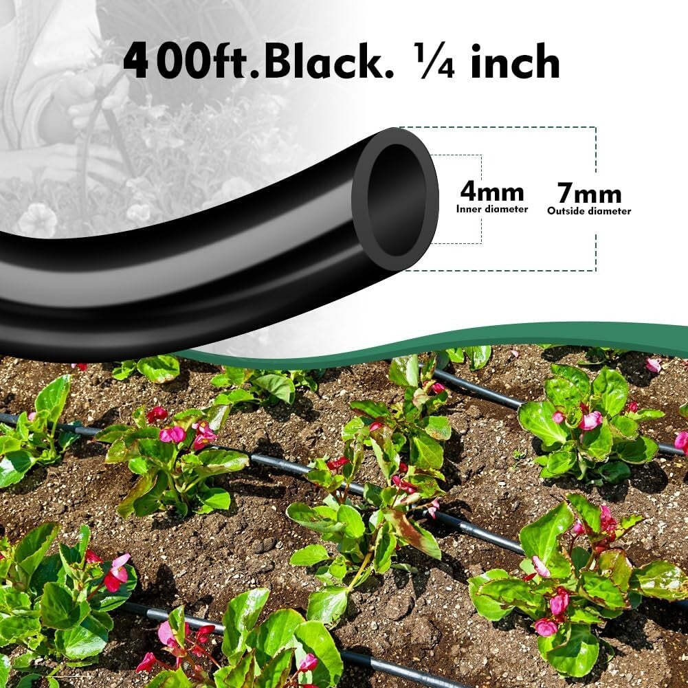 Flexible 1/4 Inch Drip Irrigation Hose - 400ft for Easy Garden Installation