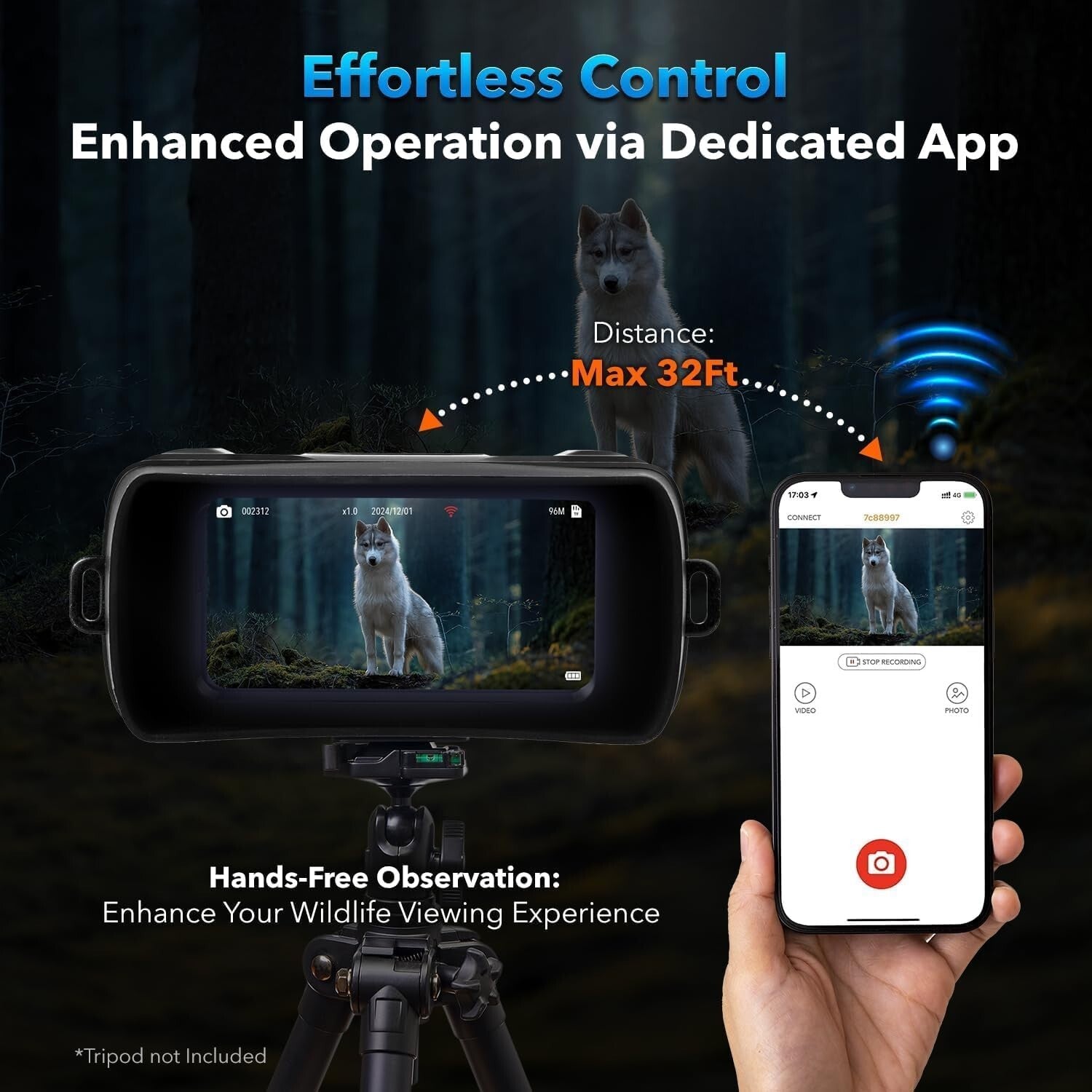 4K UHD Night Vision Goggles - 10X Zoom with App Control for Hunting & Security