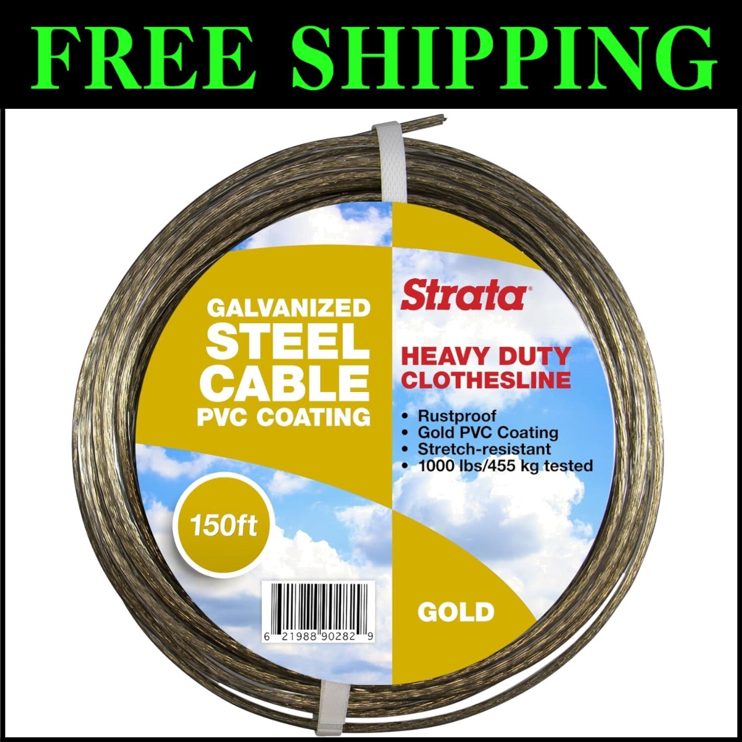 Durable 150 Feet Clothesline with Heavy Duty Steel Cable - Easy Installation