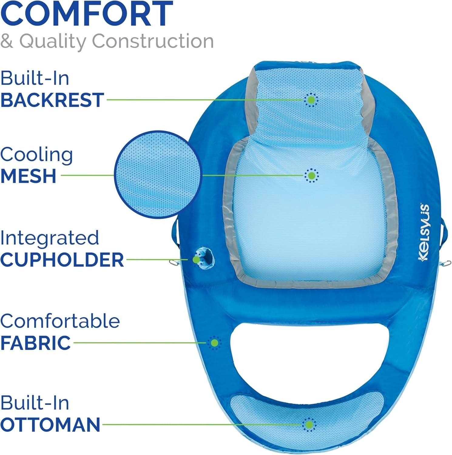 Soft Mesh Floating Lounger Chair - Stylish Inflatable Pool Float for Relaxation