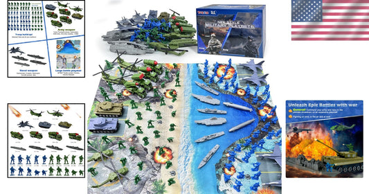 Adventurous Army Men Playset - Includes Battle Mat & Diverse Military Vehicles