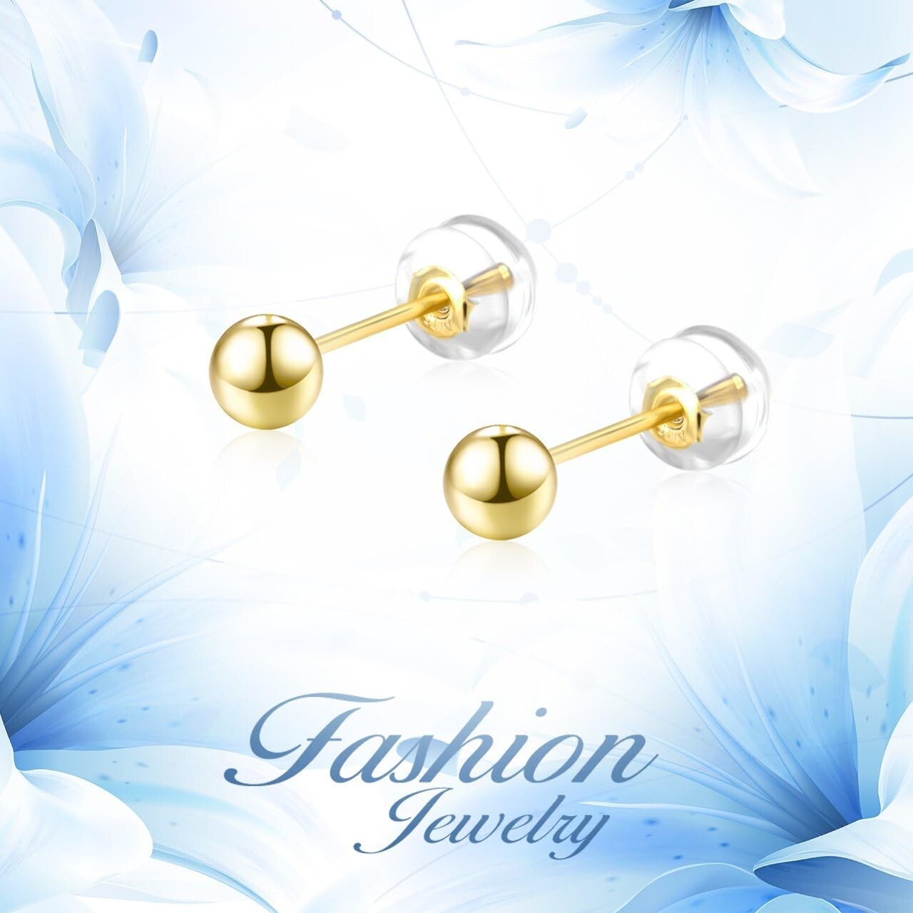 High-Quality 18K Gold Ball Earrings - Timeless Style for Fashionable Women