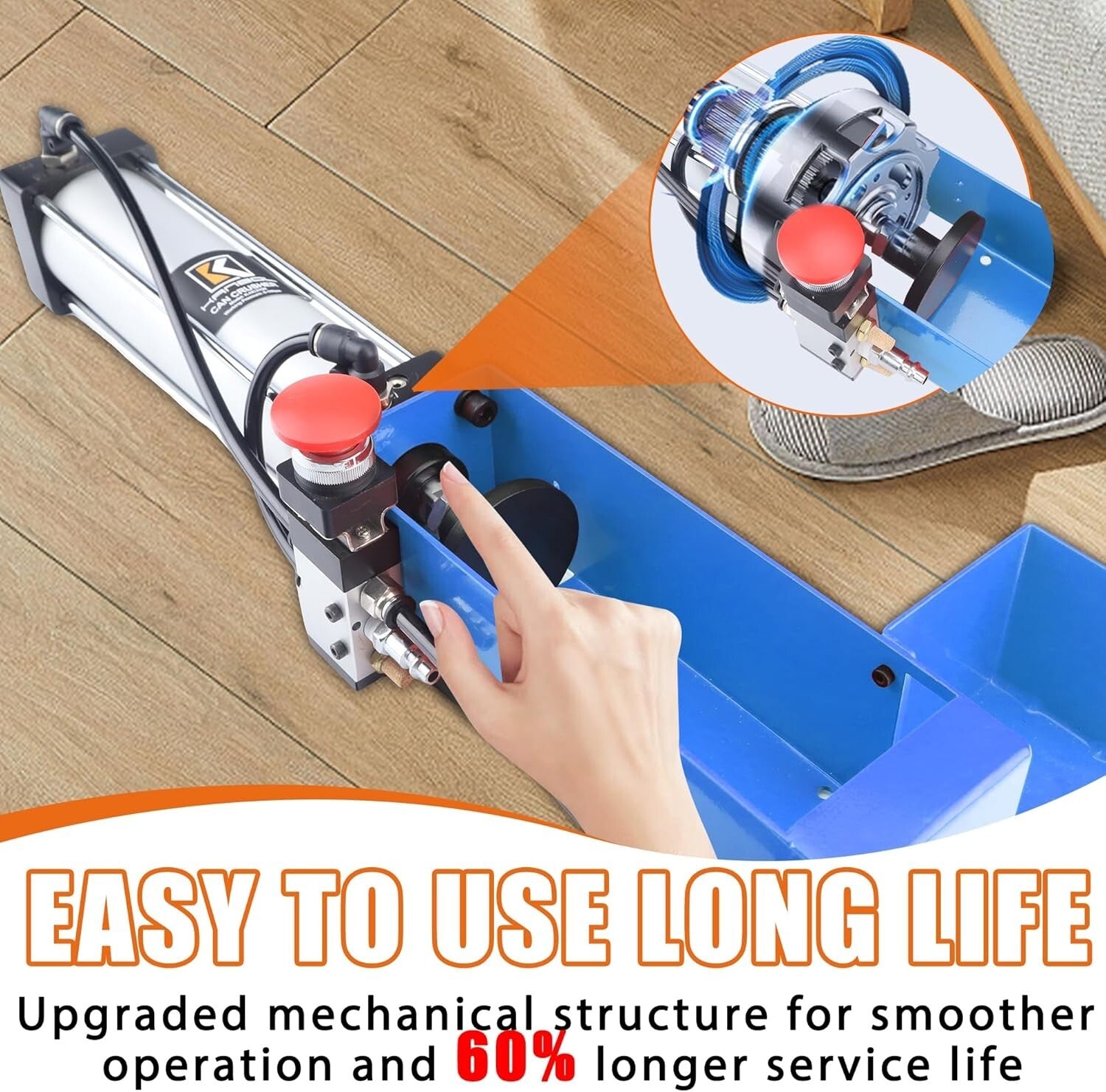 Pneumatic Aluminum Can Crusher: Automatic Ejection & Heavy-Duty Design in Blue