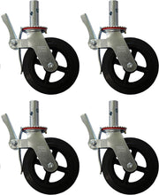 Load image into Gallery viewer, 8" Caster Wheel Set for Scaffolding - 1100 lbs Load Rating with Double Brakes