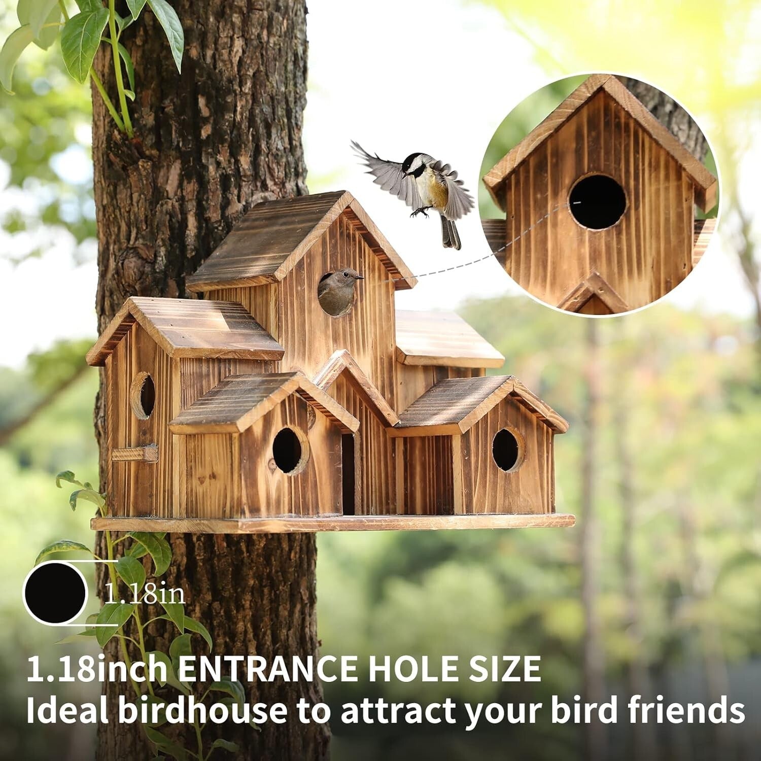 Beautifully Crafted Birdhouse with 6 Rooms - Ideal for Outdoor Bird Watching