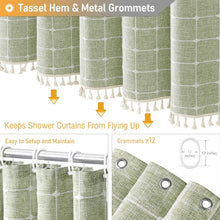 Load image into Gallery viewer, Heavy Duty 72x84-Inch Shower Curtain Set with Boho Tassels and Hooks Included
