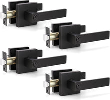 Load image into Gallery viewer, Durable Zinc Alloy Matte Black Door Handles - 4 Pack for Bedrooms &amp; Bathrooms