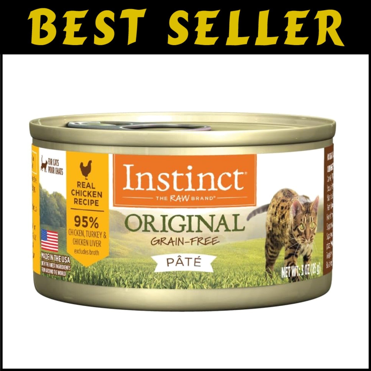 24-Pack of Grain-Free Chicken Pate Canned Cat Food - Real Ingredients for Cats