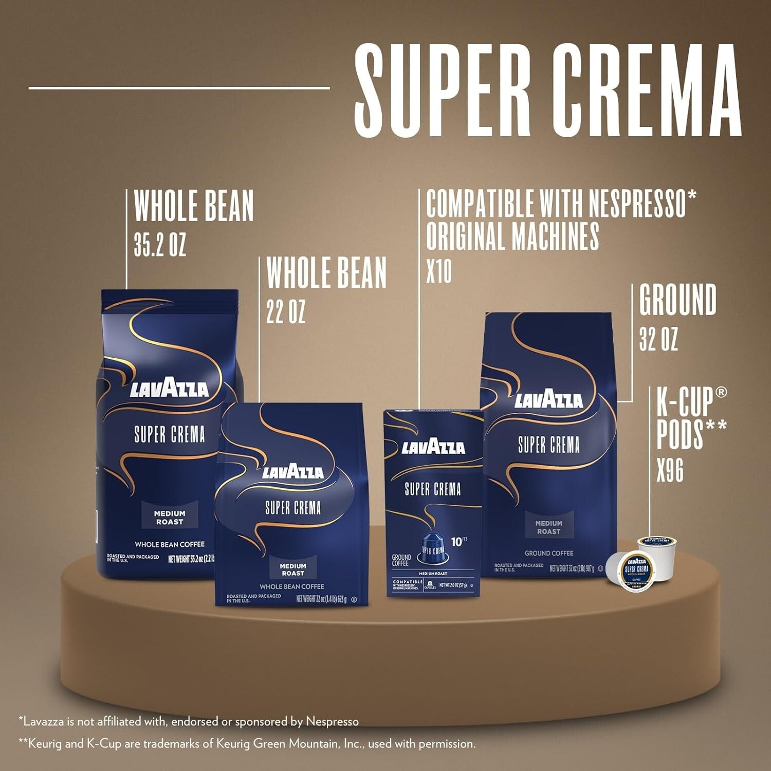 Premium Super Crema Espresso Coffee - 2.2 lb Arabica-Robusta Blend, Bold Flavor