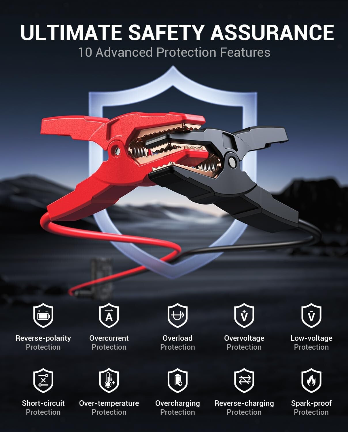 6000A Lightweight Jump Starter with USB Quick Charge & LED Light - All Vehicles