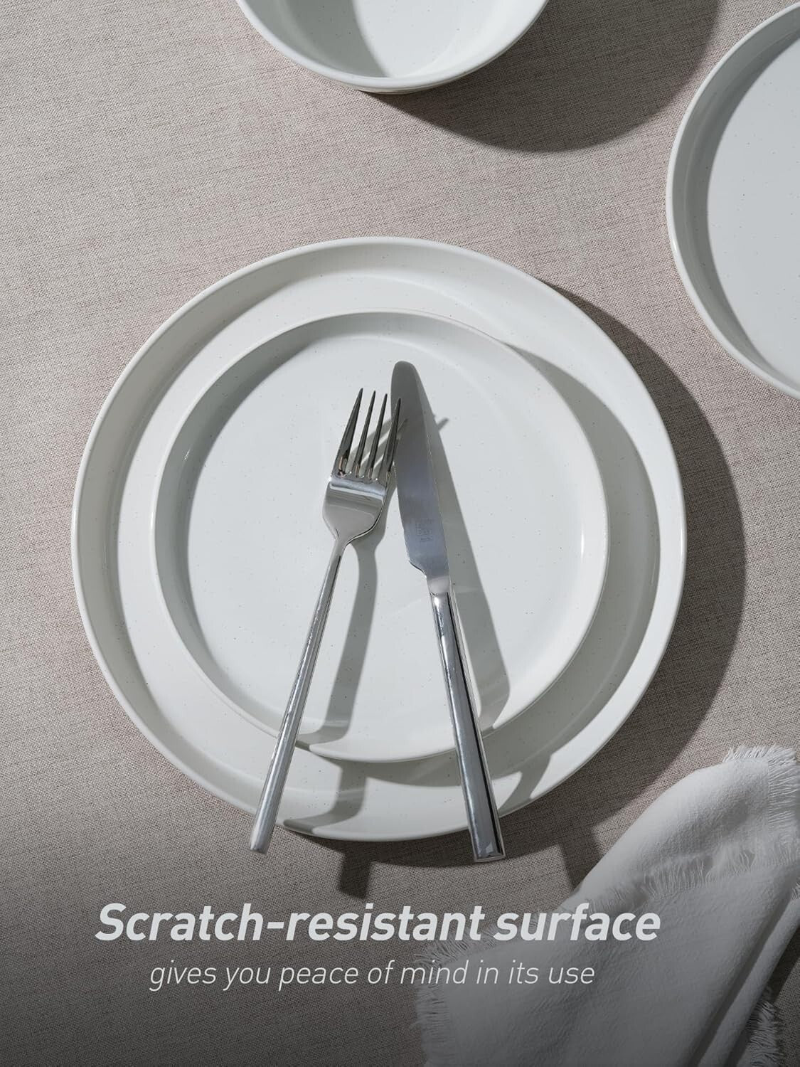 Elegant 12-Piece Stoneware Dinnerware Set for 4 - Scratch Resistant & Microwa...