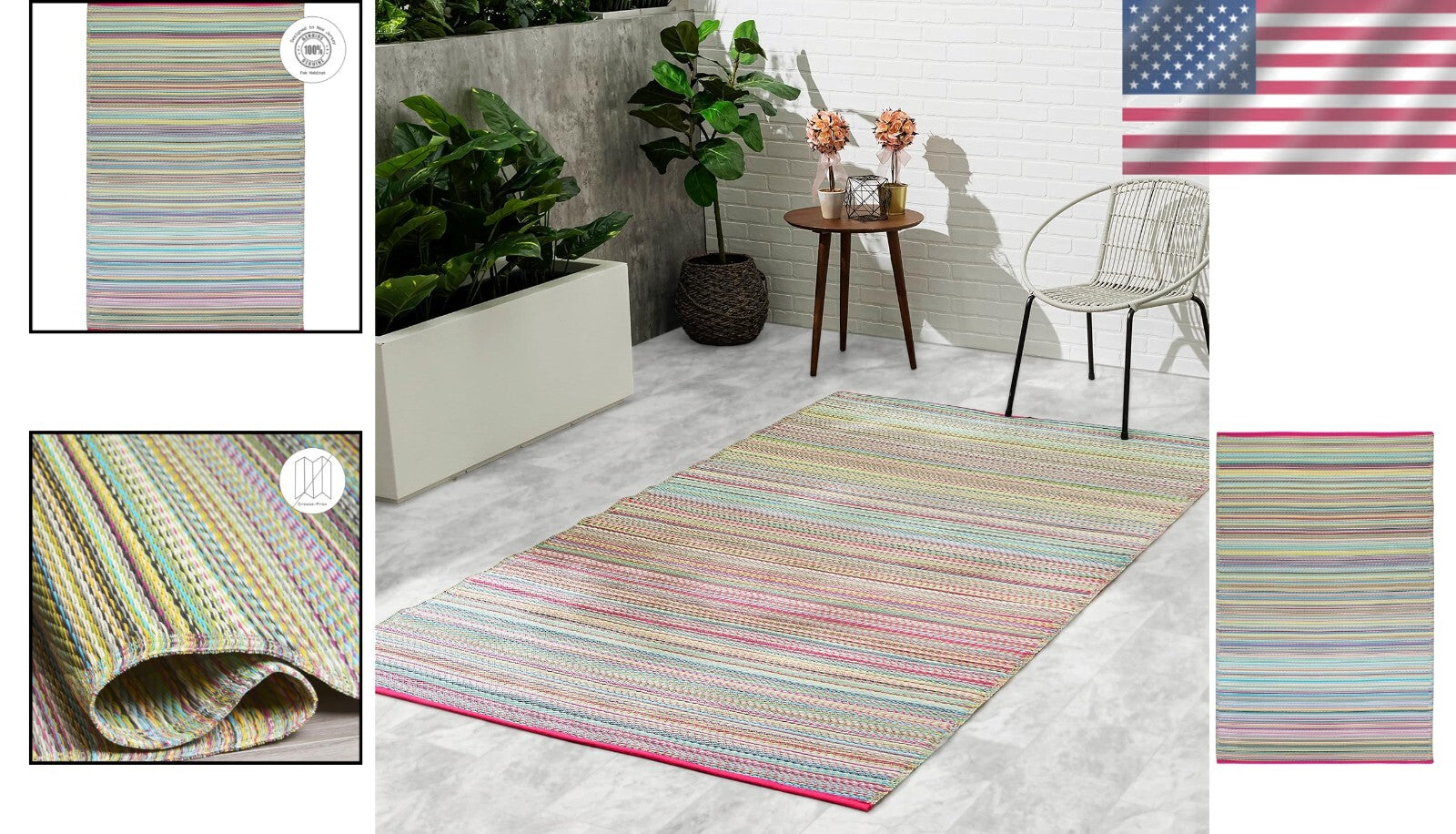 Durable and Lightweight Outdoor Rug - Waterproof & Fade Resistant, 3' x 5'