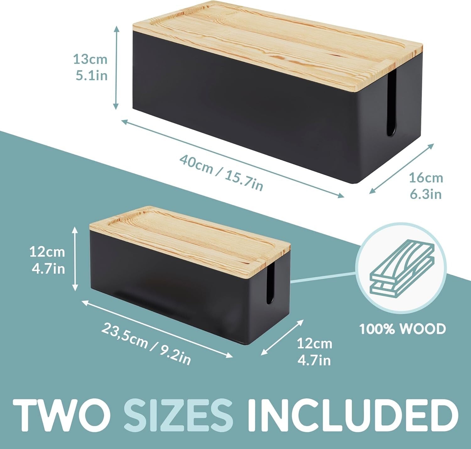 Large and Medium Wood Cord Organizers - Hide Wires with Rustic Elegance