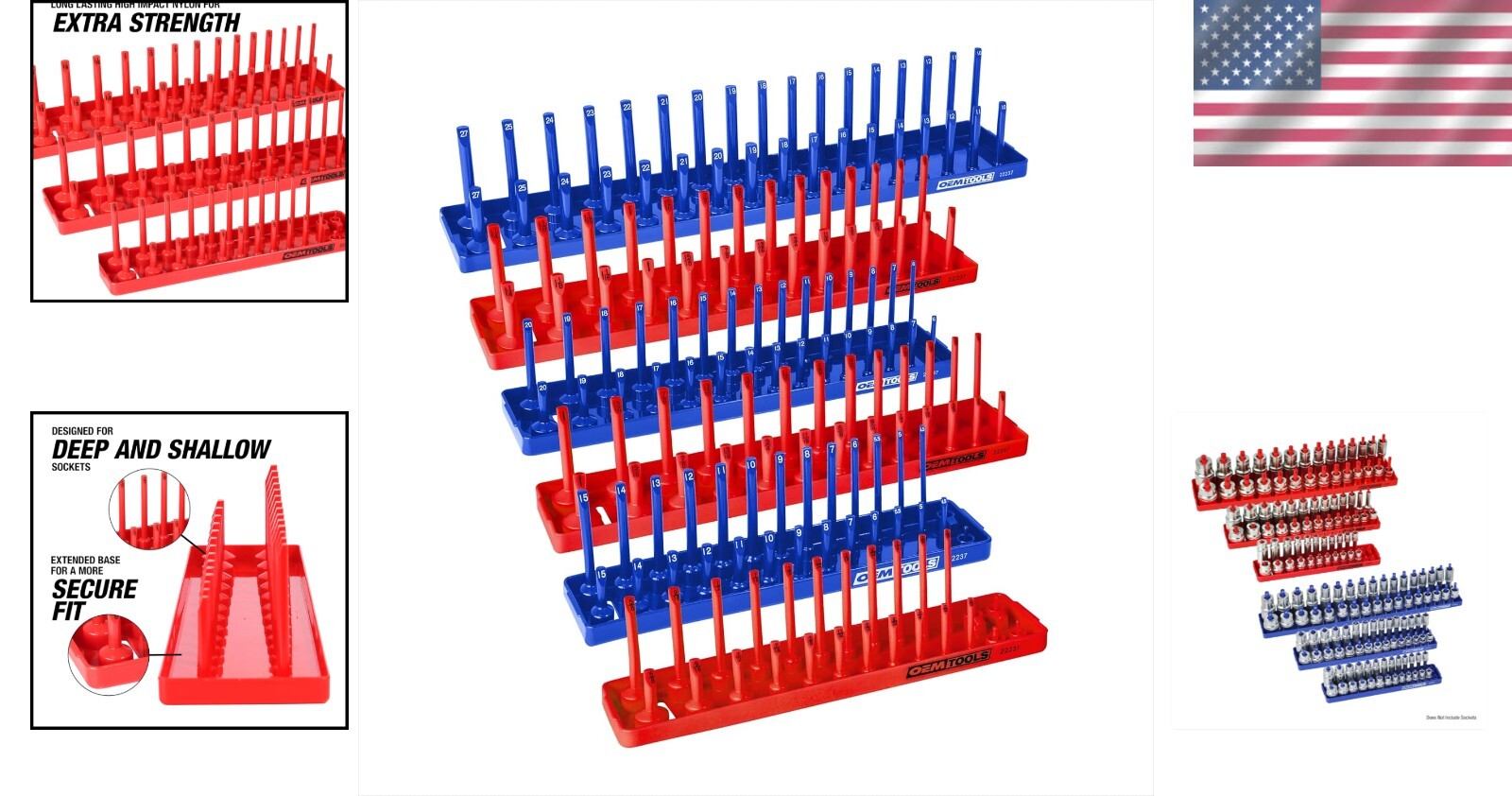 All-In-One 6 Piece Socket Tray Set - Keep Your SAE & Metric Sockets Tidy