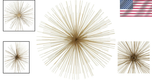 Elegant 32" Gold Satin Finish Metal Starburst Wall Sculpture for Modern Homes