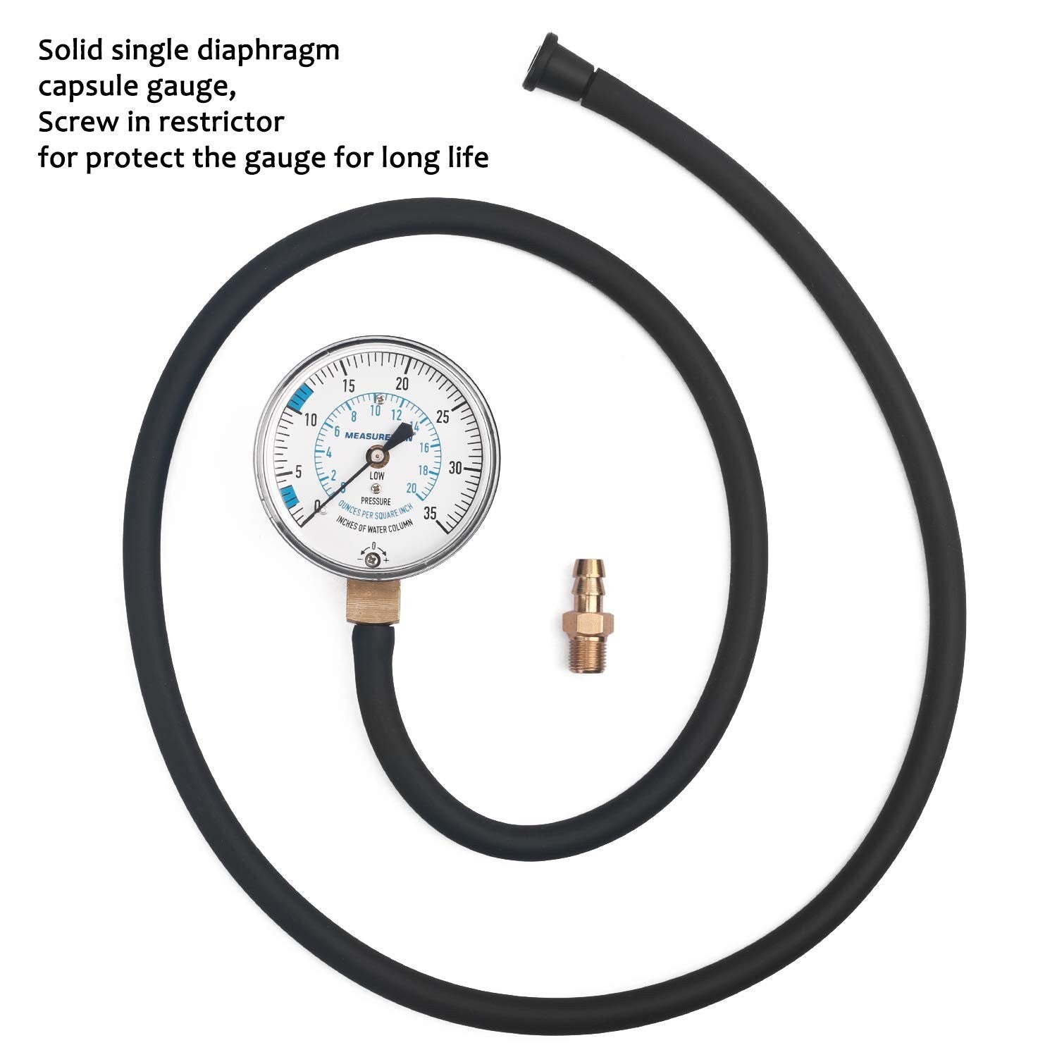 2.5" Dial Gas Pressure Gauge Kit for Natural and LP Gas - Lightweight & Accurate