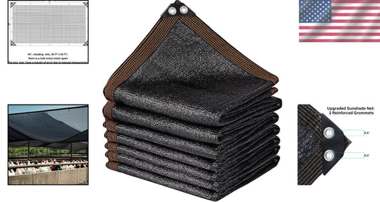 Breathable Black Shade Cloth 40% - Ideal 30x50 FT Cover for Plants & Pets