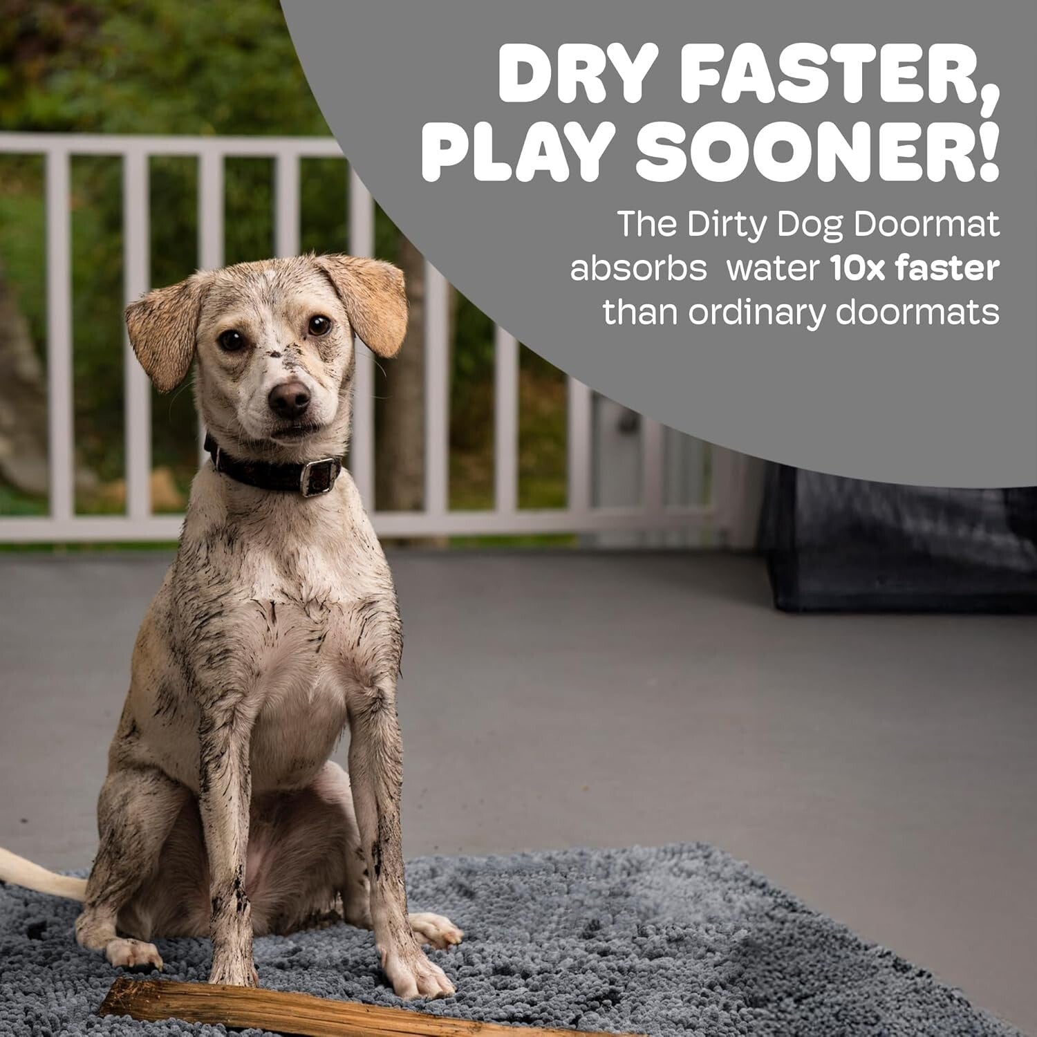 Versatile Machine Washable Doormat for Dogs - Absorbent Mist Grey Rug, 60" X 30"