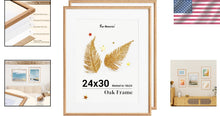 Load image into Gallery viewer, Minimalist 24x30 Solid Oak Picture Frames with Easy Clip &amp; Hang Design, 2 Pack