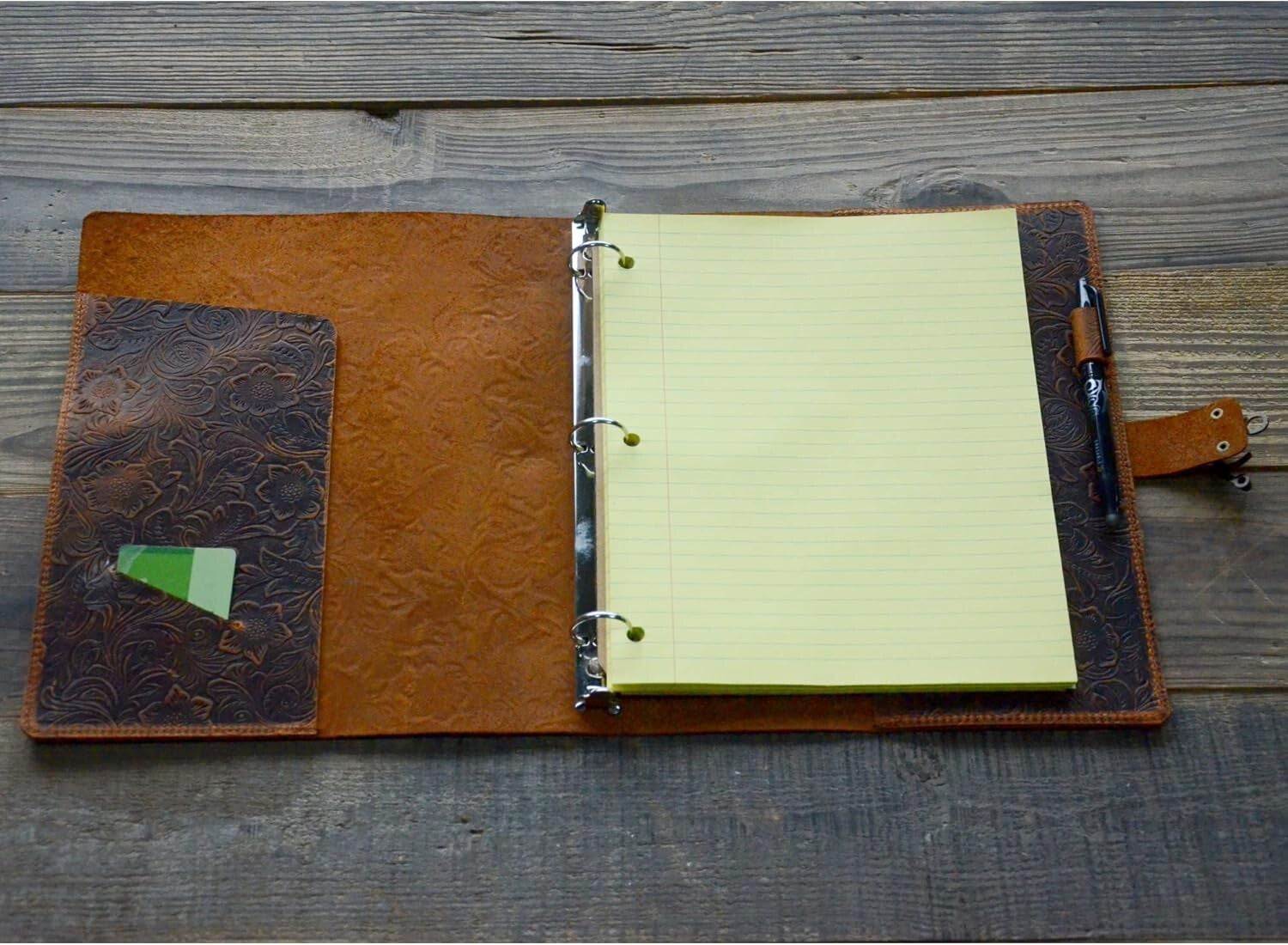 High-Quality Leather A4 Portfolio with Removable 4-Ring Binder – Ideal for Work