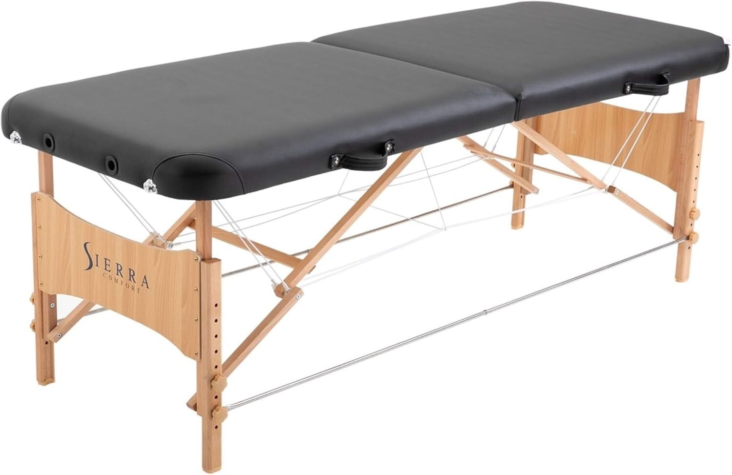Elegant Black Portable Massage Table - Easy to Clean PU Leather & High Stability