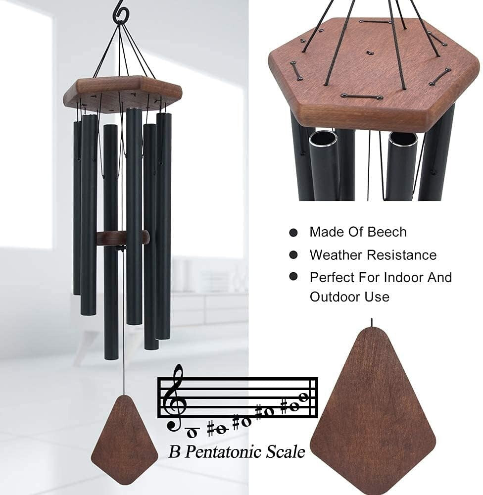 Elegant 30" Indoor/Outdoor Wind Chimes - Musical Home Decoration with Beech Wood