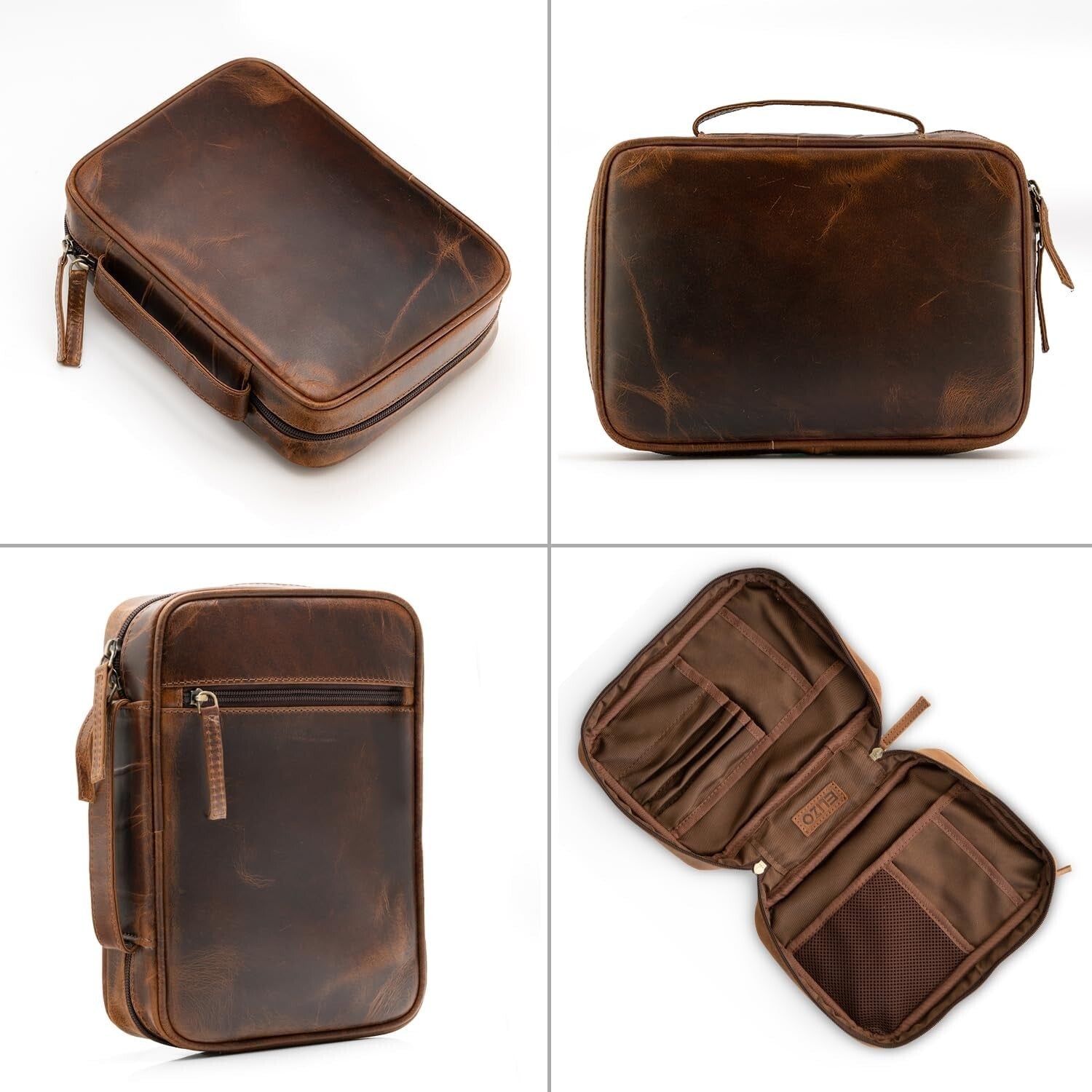 Durable Top Grain Leather Bible Carrying Case with Zipper - Perfect Gift Idea