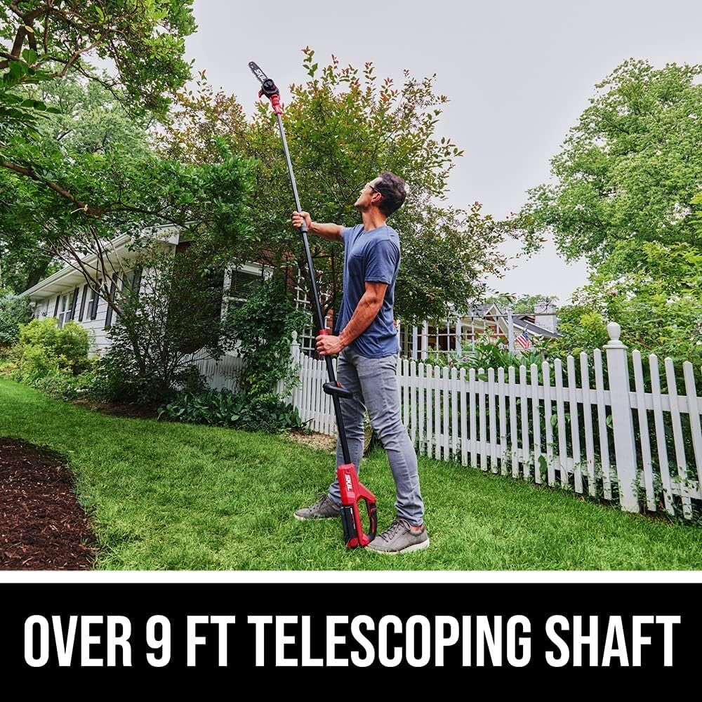 Cordless 40V Pole Saw Kit - 10'' Blade, Auto Lubrication & Tool-less Tensioning