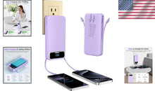 Load image into Gallery viewer, Compact 20000mAh Portable Charger with AC Wall Plug &amp; Built-In Cables for Travel