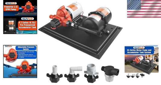 Durable 12V DC 3.0 GPM Pump & 0.2-Gallon Tank System for Off-Grid Applications