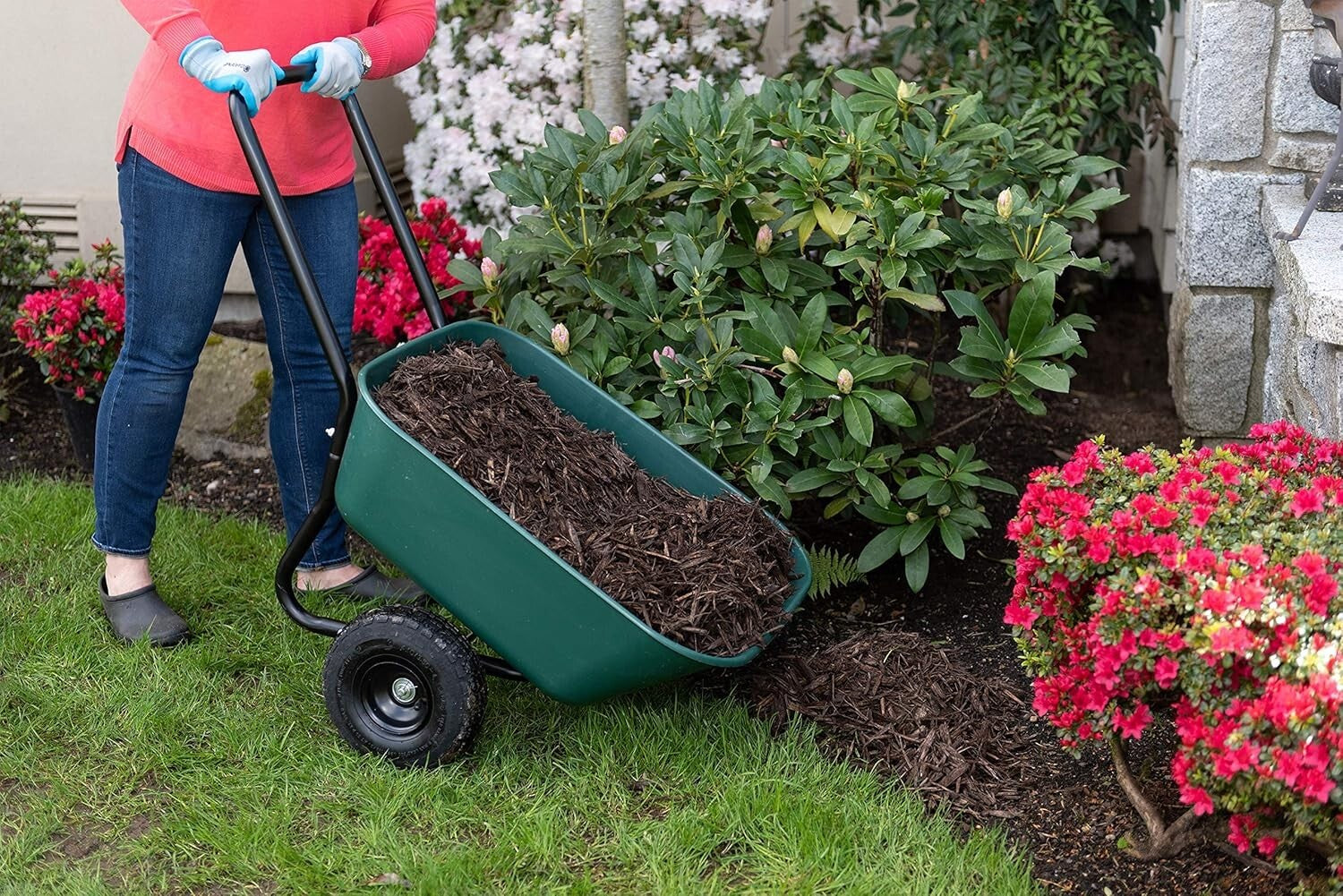 300 lbs Capacity Easy-To-Use Dual-Wheel Garden Barrow - Perfect for Beginners