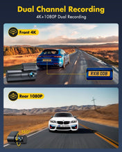 Load image into Gallery viewer, Real 4K and 1080P Dual Dash Camera with 24/7 Protection &amp; Lifetime Support