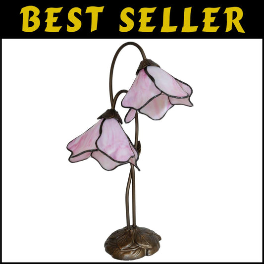 Handcrafted 2-Light Table Lamp Featuring Graceful Lily Design & Bronze Finish